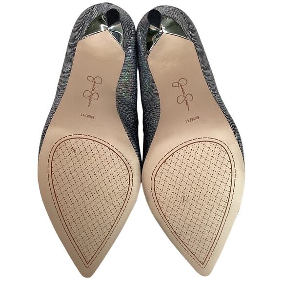 Jessica Simpson Metallic Stiletto Pumps Silver 9.5 Disco Party Heels Iridescent - Picture 5 of 10